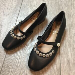 New Sam Edelman Black Embellished Strap Mary Jane Flats Girls Size 13